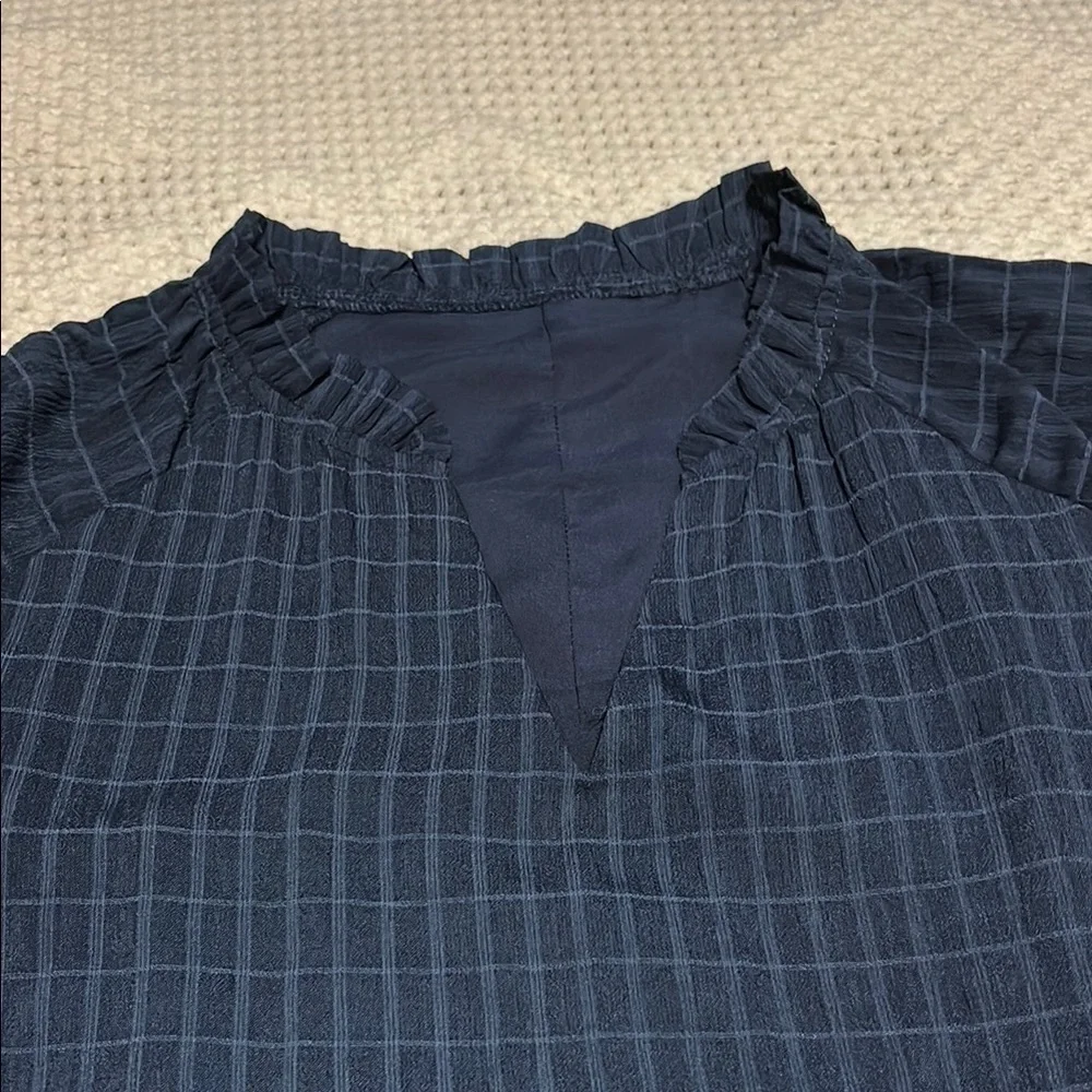 Cupshe Grid Print Navy Ruffled Mini Dress size L - Picture 3 of 14